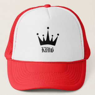 白と赤のピンクのキング文字王冠イメージ キャップ