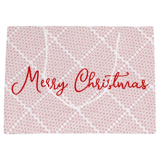 白と赤のフェスティバルパターン ラージペーパーバッグ (正面)