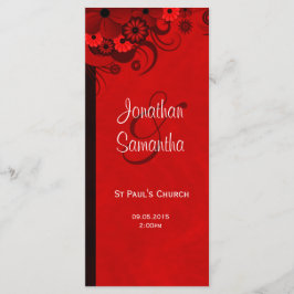 白と赤のフローラ結婚式 プログラムテンプレート プログラム