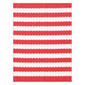 白と赤のホタテストライプル テーブルクロス (正面)