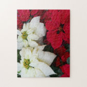 白と赤のポインセティアスIIクリスマスホリデー ジグソーパズル (縦)