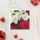 白と赤のポインセティアスIIクリスマスホリデー スタンダードカクテルナプキン (インサイチュ)
