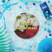 白と赤のポインセティアスIIクリスマスホリデー ペーパープレート (パーティー)