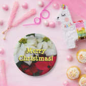 白と赤のポインセティアスIIクリスマスホリデー ペーパープレート (パーティー)