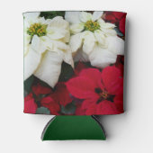 白と赤のポインセティアスIIクリスマスホリデー 缶クーラー (正面)