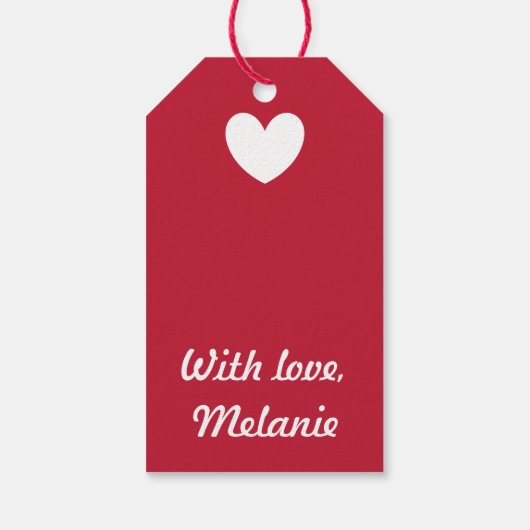 白と赤のポルカハート ギフトタグ (裏面)