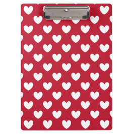 白と赤のポルカハート クリップボード