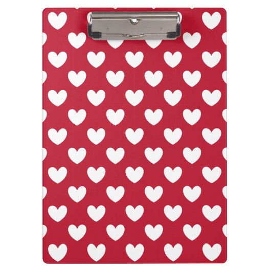 白と赤のポルカハート クリップボード (正面)