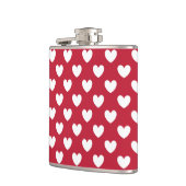 白と赤のポルカハート フラスク (左)