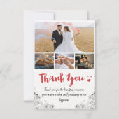 白と赤のミニアリストありがとう結婚カード サンキューカード (正面)
