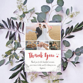 白と赤のミニアリストありがとう結婚カード サンキューカード