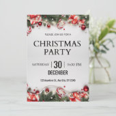 白と赤のモダンなミニマリストパーティー招待状 招待状 (スタンド正面)