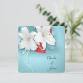 白と赤のユリのウェディング 招待状 (スタンド正面)