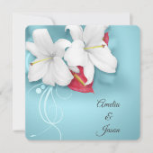 白と赤のユリのウェディング 招待状 (正面)