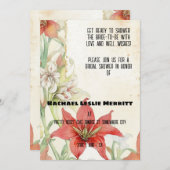 白と赤のユリエフェラブライダルシャワー 招待状 (正面/裏面)