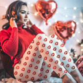 白と赤のリップキスマークのプリント レギンス
