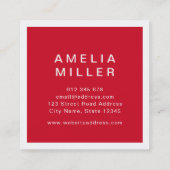 白と赤の企業のプロフェッショナル スクエア名刺 (裏面)