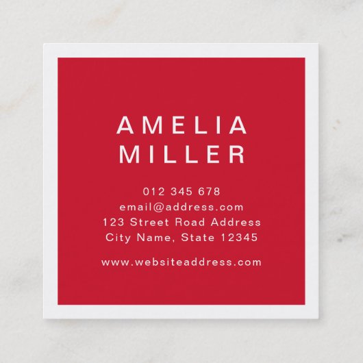 白と赤の企業のプロフェッショナル スクエア名刺 (裏面)