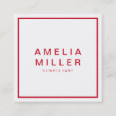 白と赤の企業のプロフェッショナル スクエア名刺 (正面)