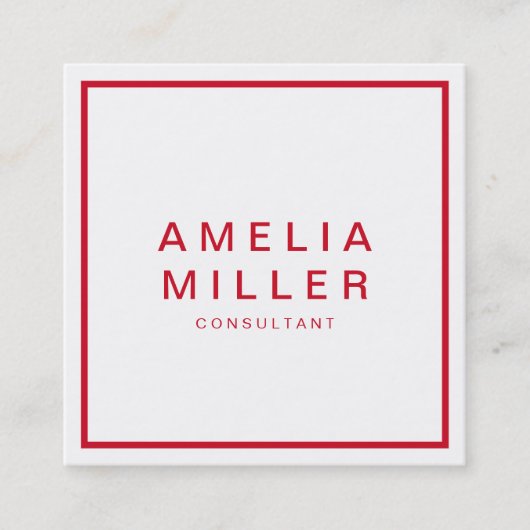 白と赤の企業のプロフェッショナル スクエア名刺 (正面)
