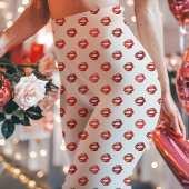 白と赤の口紅キスプリント レギンス