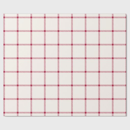 白と赤の手で描かれた格子柄の農家が可愛い ラッピングペーパー (フラット)
