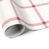 白と赤の手で描かれた格子柄の農家が可愛い ラッピングペーパー (ロールコーナー)