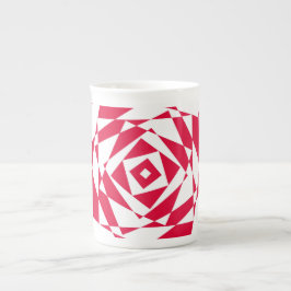 白と赤の抽象芸術錯覚ボーン中国マグカップ ボーンチャイナマグカップ