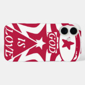 白と赤の星 - コントラストが鮮やかな「神は愛なり」 Case-Mate iPhoneケース (裏面 (横))