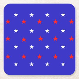 白と赤の星 – 星空のパターン スクエアペーパーコースター