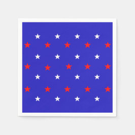 白と赤の星 – 星空のパターン スタンダードカクテルナプキン