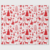 白と赤の森トナカイ ラッピングペーパー (フラット)