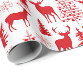 白と赤の森トナカイ ラッピングペーパー (ロールコーナー)