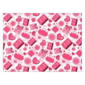 白と赤の母親の日シームレスなパターン テーブルクロス (正面(横))