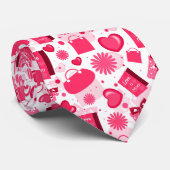 白と赤の母親の日シームレスなパターン ネクタイ (ロール)