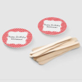 白と赤の水玉模様誕生日 ハンドファン (組立なし)