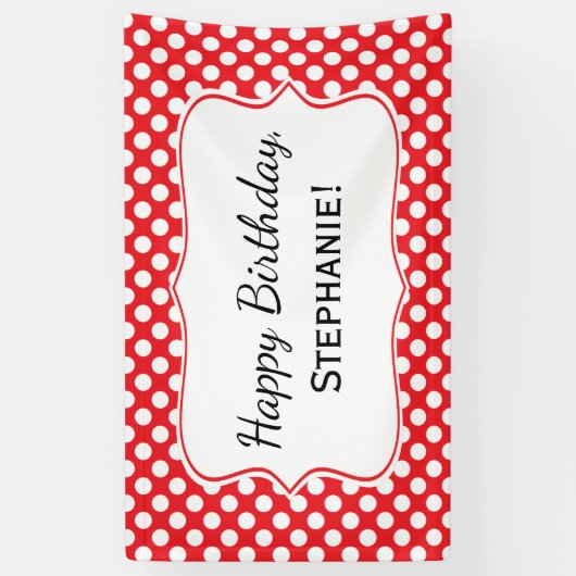 白と赤の水玉模様誕生日 横断幕 (縦)
