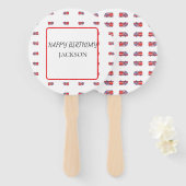 白と赤の消防車誕生日 ハンドファン (正面&裏面)