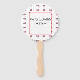 白と赤の消防車誕生日 ハンドファン