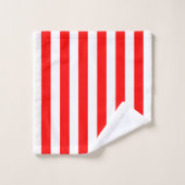 白と赤の縦のストライプ バスタオルセット (ウォッシュタオル)