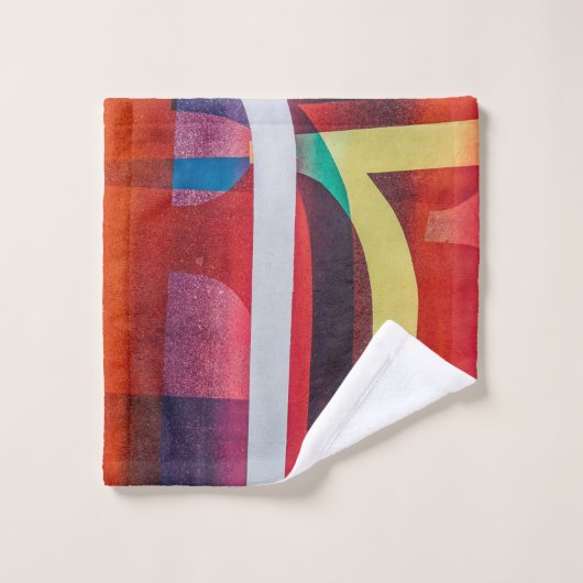 白と赤の織物 ウォッシュタオル (ウォッシュタオル)