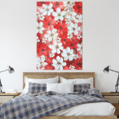 白と赤の花のインパスト壁画 キャンバスプリント (インサイチュ (寝室))