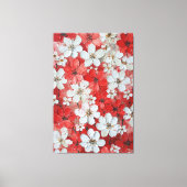 白と赤の花のインパスト壁画 キャンバスプリント (正面)