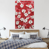 白と赤の花のインパスト壁画 キャンバスプリント (インサイチュ (寝室))