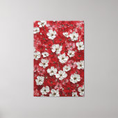 白と赤の花のインパスト壁画 キャンバスプリント (正面)