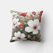 白と赤の花エレガント水色 クッション (裏面)