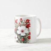 白と赤の花エレガント水色 コーヒーマグカップ (正面右)