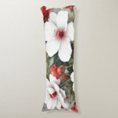 白と赤の花エレガント水色 ボディピロー (正面縦)