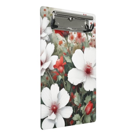 白と赤の花エレガント水色 ミニクリップボード (アングル)