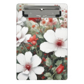 白と赤の花エレガント水色 ミニクリップボード (正面)